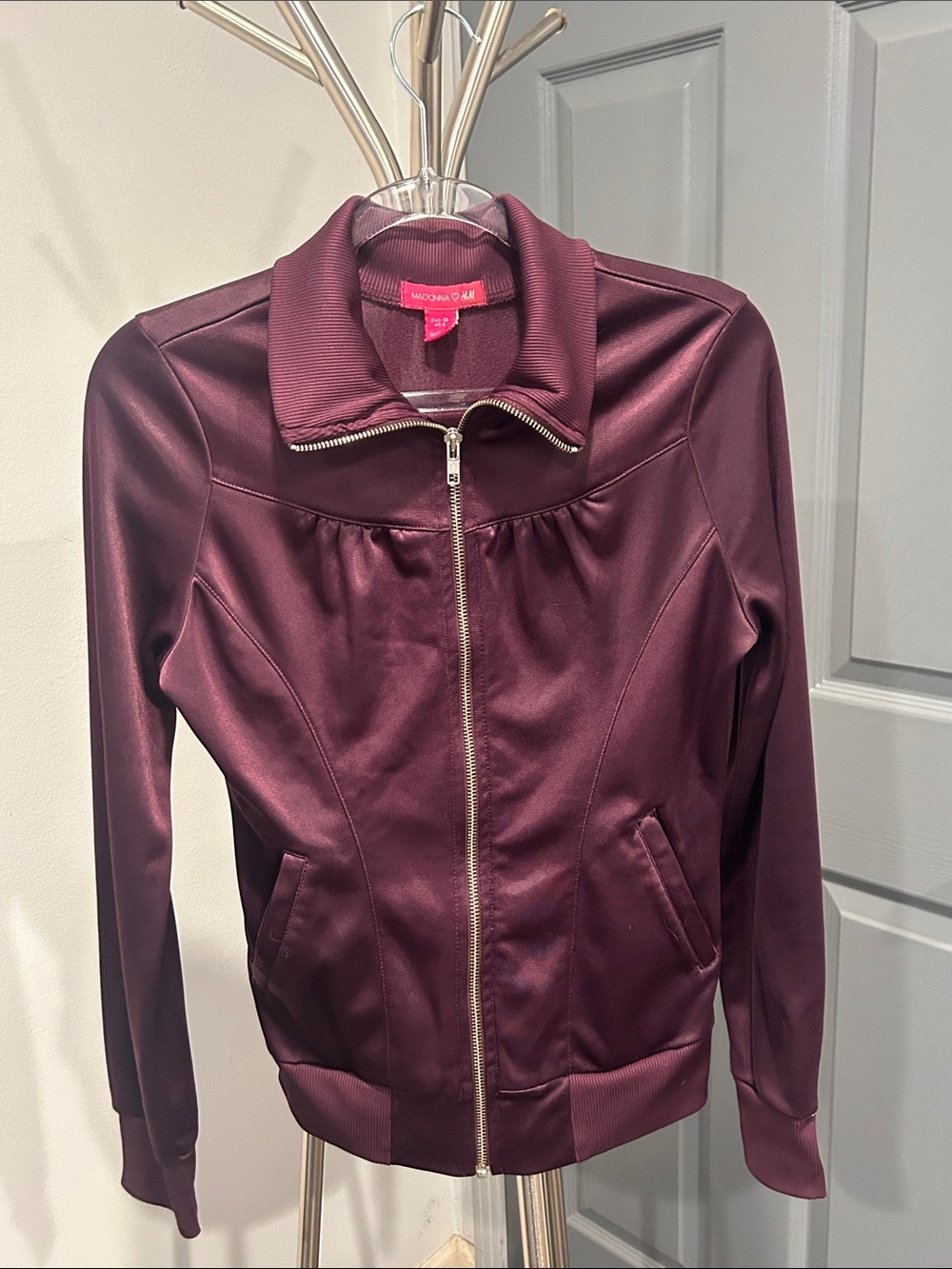 Madonna ❤️ H&M Women's Plum Satin Zip Jacket